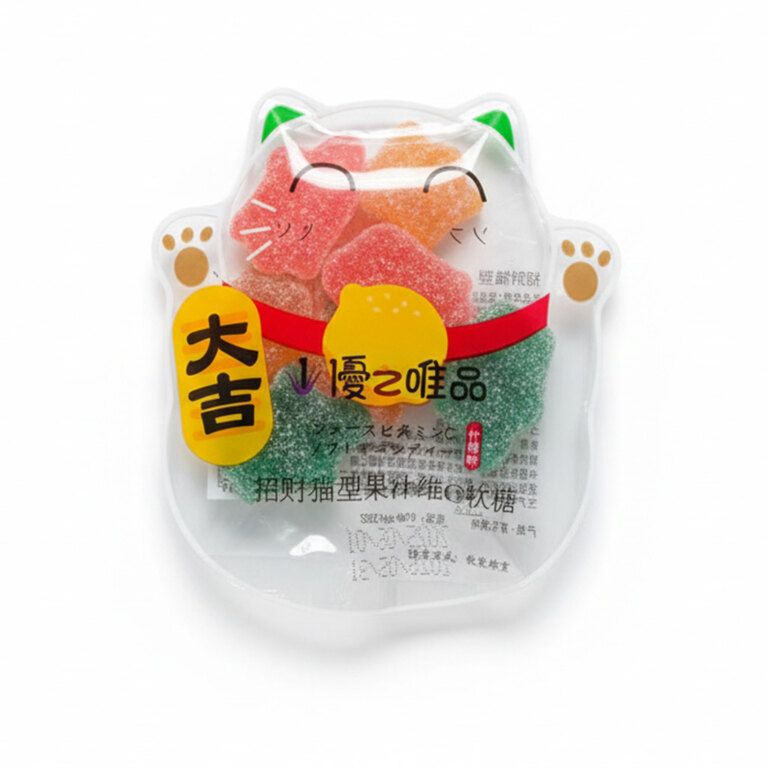 Youzhi Weipin – Kẹo Dẻo Nước Trái Cây Bổ Sung Vit C Hình Mèo Thàn Tài 32g